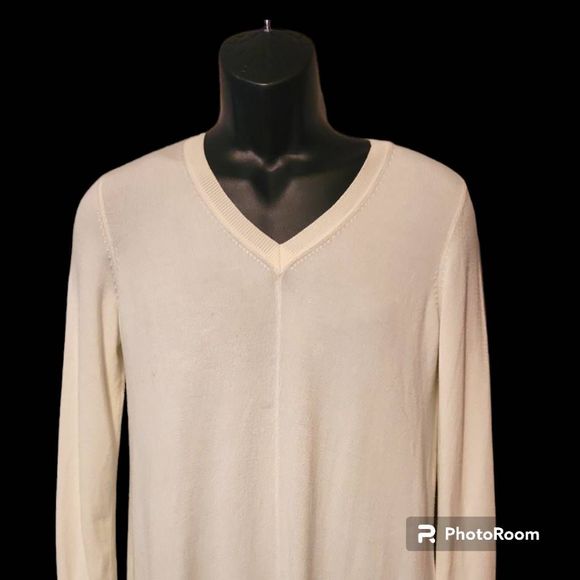 Dkny Other - Vintage 90s new DKNY PURE Men's White Cotton Blend V-neck Long Sleeve Sweater Si